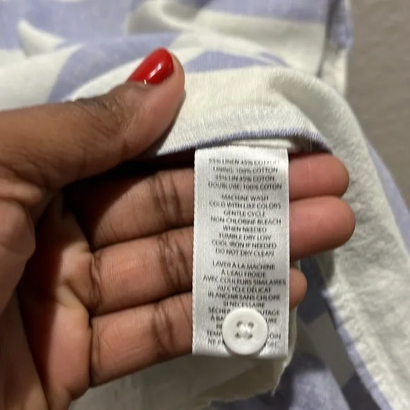 Beach Lunch Lounge Leandrina Blue Striped Linen Cotton Dress Pockets Size S/P - Picture 7 of 11